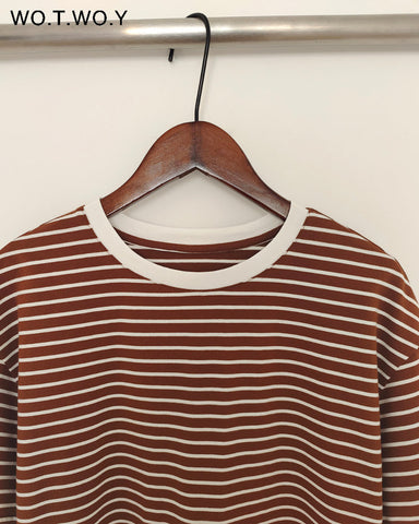 WOYWOY 2023 Summer Casual Striped T-shirts Women 100% Cotton Loose Fit Knitted T Shirt Female Korean Y2K Tops Tee Shirt Goth