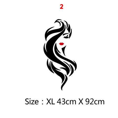 Beauty Salon Wall Sticker Beautiful Lady Hairdresser For Lady's Red Lips Vinyl Makeup Sticker Hair Hairdo Barbers Decal