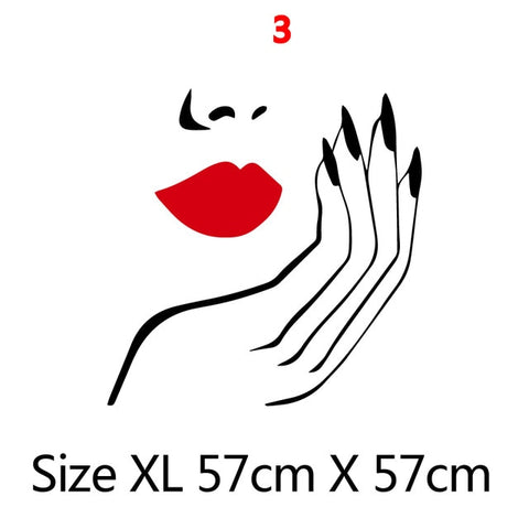 Beauty Salon Wall Sticker Beautiful Lady Hairdresser For Lady's Red Lips Vinyl Makeup Sticker Hair Hairdo Barbers Decal