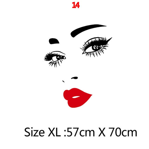 Beauty Salon Wall Sticker Beautiful Lady Hairdresser For Lady's Red Lips Vinyl Makeup Sticker Hair Hairdo Barbers Decal