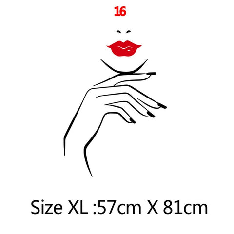 Beauty Salon Wall Sticker Beautiful Lady Hairdresser For Lady's Red Lips Vinyl Makeup Sticker Hair Hairdo Barbers Decal