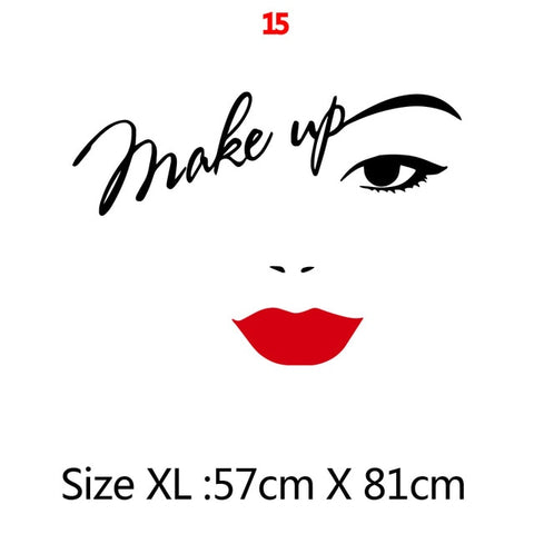 Beauty Salon Wall Sticker Beautiful Lady Hairdresser For Lady's Red Lips Vinyl Makeup Sticker Hair Hairdo Barbers Decal