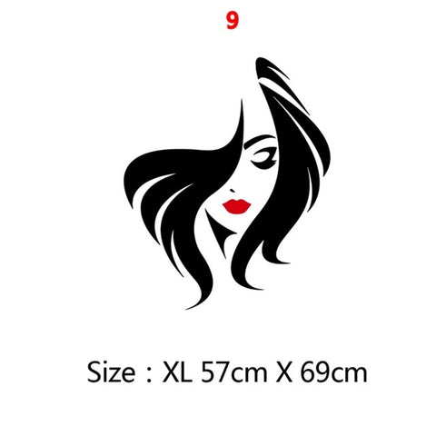 Beauty Salon Wall Sticker Beautiful Lady Hairdresser For Lady's Red Lips Vinyl Makeup Sticker Hair Hairdo Barbers Decal