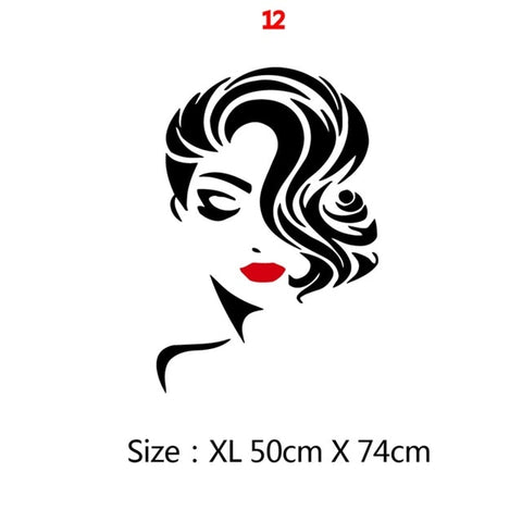 Beauty Salon Wall Sticker Beautiful Lady Hairdresser For Lady's Red Lips Vinyl Makeup Sticker Hair Hairdo Barbers Decal