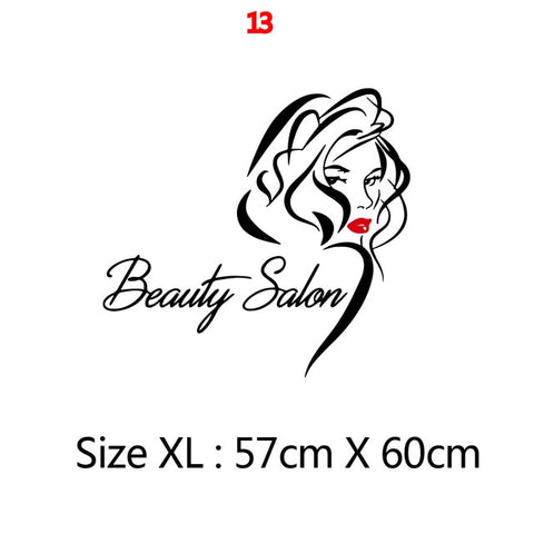 Beauty Salon Wall Sticker Beautiful Lady Hairdresser For Lady's Red Lips Vinyl Makeup Sticker Hair Hairdo Barbers Decal