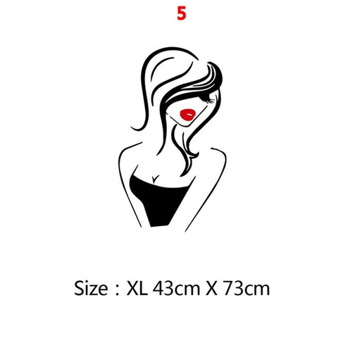 Beauty Salon Wall Sticker Beautiful Lady Hairdresser For Lady's Red Lips Vinyl Makeup Sticker Hair Hairdo Barbers Decal