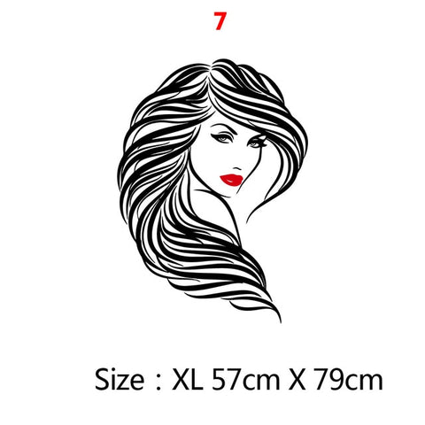 Beauty Salon Wall Sticker Beautiful Lady Hairdresser For Lady's Red Lips Vinyl Makeup Sticker Hair Hairdo Barbers Decal