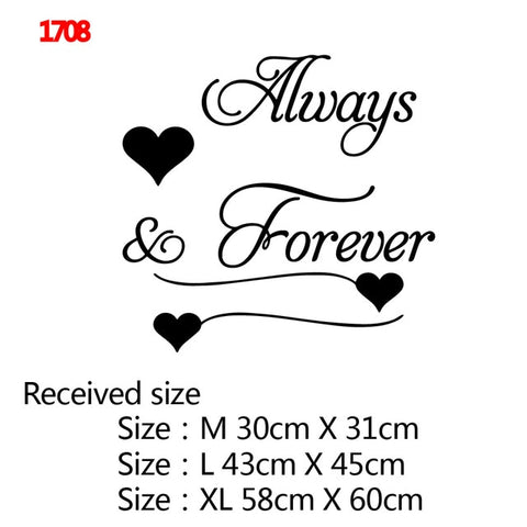 Romantic Love Always Forever Wall Sticker For house Bedroom Decor Living Room Decoration Stickers Wall Decals Decor Mural