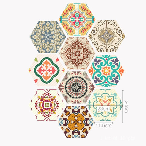 Funlife Floor Stickers Black White Gray Portuguese Tile Anti-Slip Self-Adhesive Waterproof Wall Sticker for Bathroom Kitchen