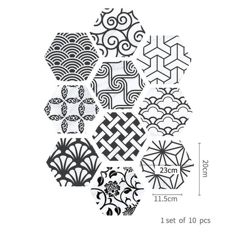 Funlife Floor Stickers Black White Gray Portuguese Tile Anti-Slip Self-Adhesive Waterproof Wall Sticker for Bathroom Kitchen