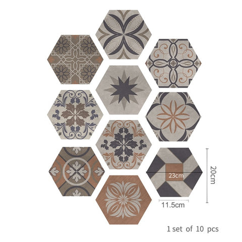 Funlife Floor Stickers Black White Gray Portuguese Tile Anti-Slip Self-Adhesive Waterproof Wall Sticker for Bathroom Kitchen