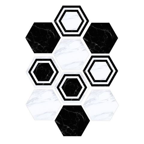 Funlife Floor Stickers Black White Gray Portuguese Tile Anti-Slip Self-Adhesive Waterproof Wall Sticker for Bathroom Kitchen