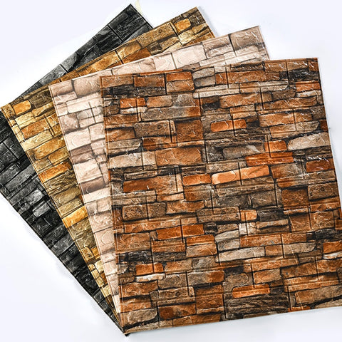 Home Wall Decor Retro 3D Brick Wall Stickers Bar Bar Restaurant Living Room Wall Decor DIY Self-adhesive Waterproof Wallpaper