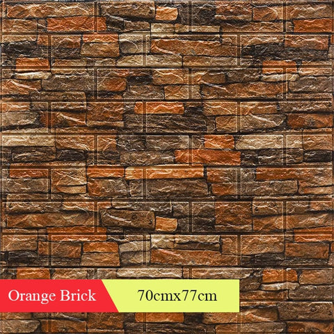 Home Wall Decor Retro 3D Brick Wall Stickers Bar Bar Restaurant Living Room Wall Decor DIY Self-adhesive Waterproof Wallpaper