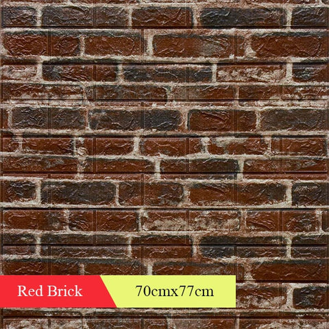 Home Wall Decor Retro 3D Brick Wall Stickers Bar Bar Restaurant Living Room Wall Decor DIY Self-adhesive Waterproof Wallpaper