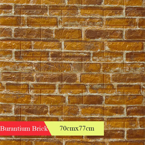 Home Wall Decor Retro 3D Brick Wall Stickers Bar Bar Restaurant Living Room Wall Decor DIY Self-adhesive Waterproof Wallpaper