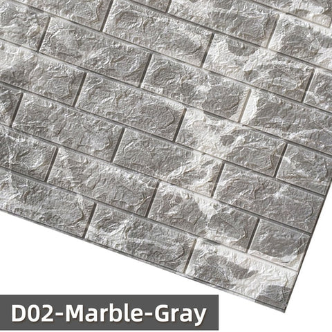 Kaguyahime Self-Adhesive 3D Wall Sticker Imitation Brick Marble Embossed DIY Home Decoration Wallpaper Kidroom Kitchen Bedroom