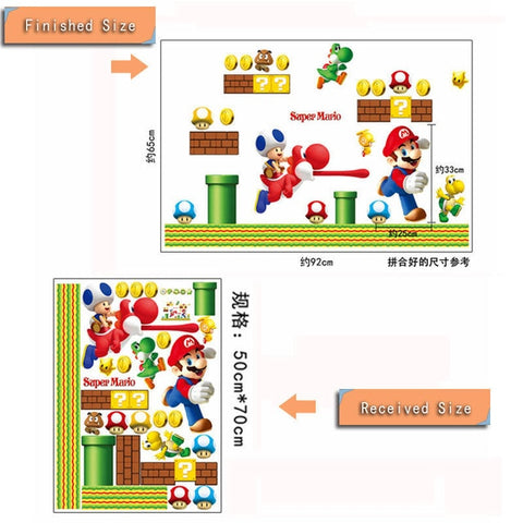 Super Mario Bros Kids Removable Wall Sticker Decals Nursery Home Decor Vinyl Mural for Boy Bedroom Living Room Mural Art
