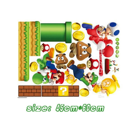 Super Mario Bros Kids Removable Wall Sticker Decals Nursery Home Decor Vinyl Mural for Boy Bedroom Living Room Mural Art
