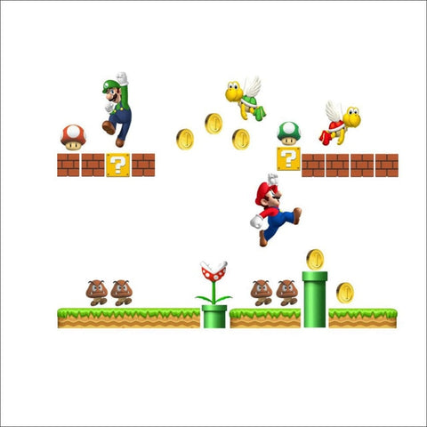 Super Mario Bros Kids Removable Wall Sticker Decals Nursery Home Decor Vinyl Mural for Boy Bedroom Living Room Mural Art