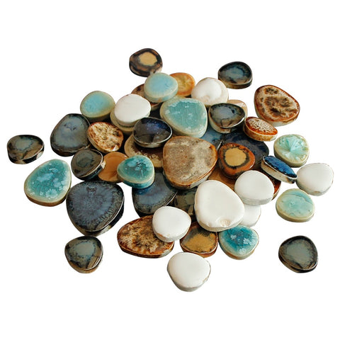 100g Ceramic Mosaic Tiles for Craft Irregular Drop Shape Mosaic  Pieces Blue and White Porcelain Tile DIY Hobby Wall Home Decor