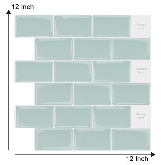 Vividtiles Big Size 12*12 inch Self adhesive Waterproof Heatproof Vinyl Wallpaper 3D Peel and Stick Mosaic Tiles - 1 Sheet