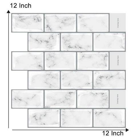 Vividtiles Big Size 12*12 inch Self adhesive Waterproof Heatproof Vinyl Wallpaper 3D Peel and Stick Mosaic Tiles - 1 Sheet