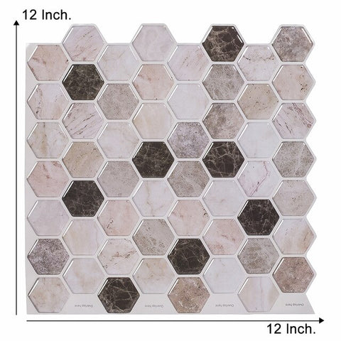 Vividtiles Big Size 12*12 inch Self adhesive Waterproof Heatproof Vinyl Wallpaper 3D Peel and Stick Mosaic Tiles - 1 Sheet