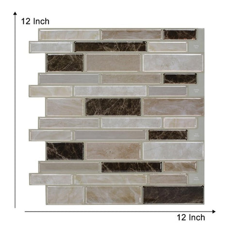 Vividtiles Big Size 12*12 inch Self adhesive Waterproof Heatproof Vinyl Wallpaper 3D Peel and Stick Mosaic Tiles - 1 Sheet