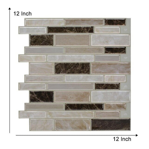Vividtiles Big Size 12*12 inch Self adhesive Waterproof Heatproof Vinyl Wallpaper 3D Peel and Stick Mosaic Tiles - 1 Sheet