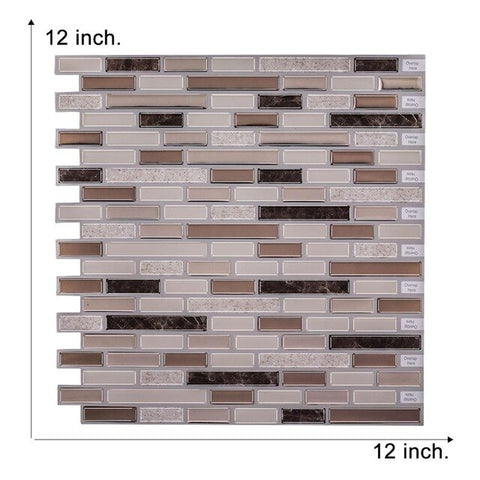 Vividtiles Big Size 12*12 inch Self adhesive Waterproof Heatproof Vinyl Wallpaper 3D Peel and Stick Mosaic Tiles - 1 Sheet