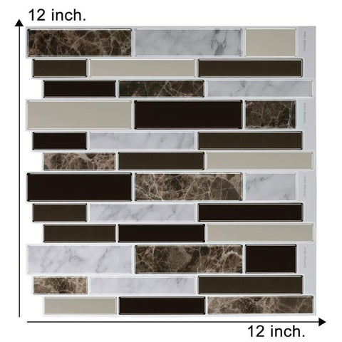 Vividtiles Big Size 12*12 inch Self adhesive Waterproof Heatproof Vinyl Wallpaper 3D Peel and Stick Mosaic Tiles - 1 Sheet