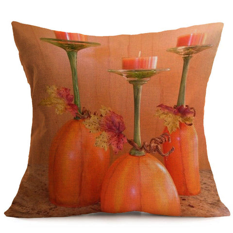 Happy Fall Thanksgiving Day Soft Linen Pillow Case Cushion Cover Home Decor