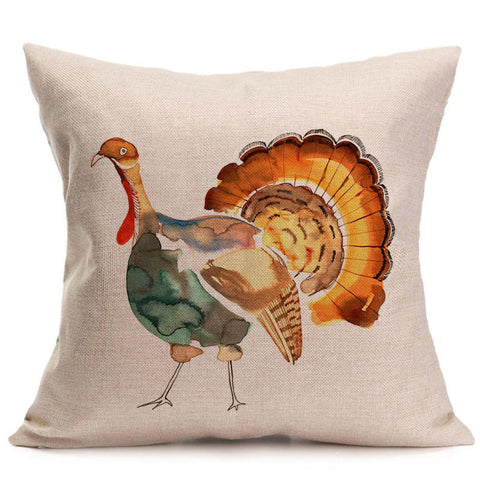 Happy Fall Thanksgiving Day Soft Linen Pillow Case Cushion Cover Home Decor