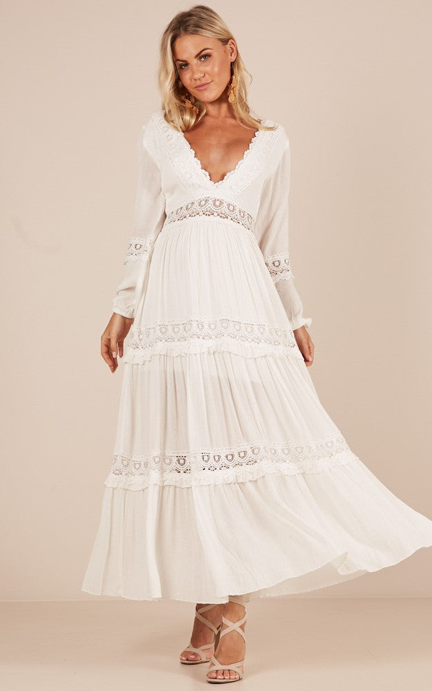 New Women Long Dress Maxi Autumn Winter Big Sizes Lace Patchwork Dress Plus Size Sexy Party Dresses red Clothing