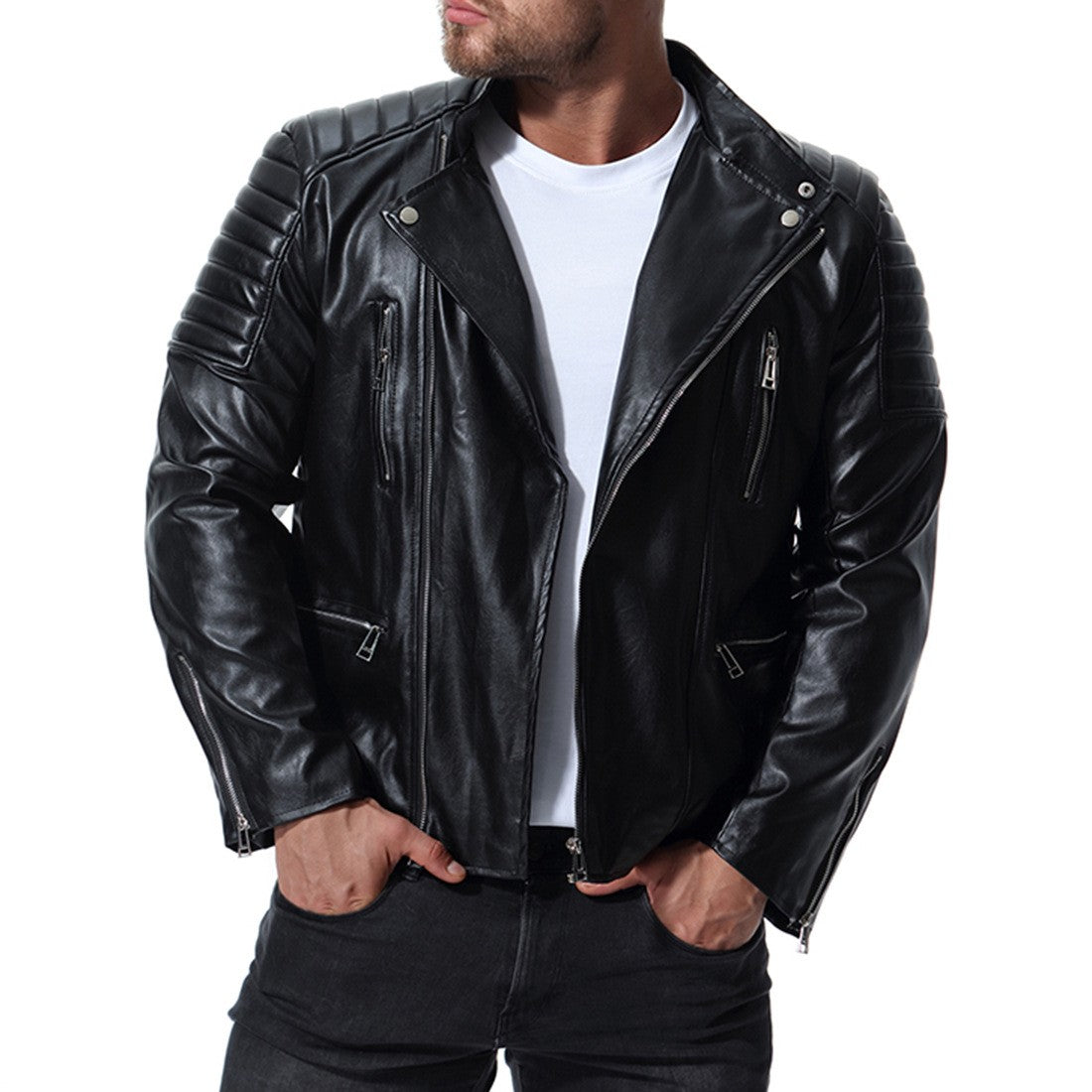 New Arrival Mens Motorcycle Leather Jacket