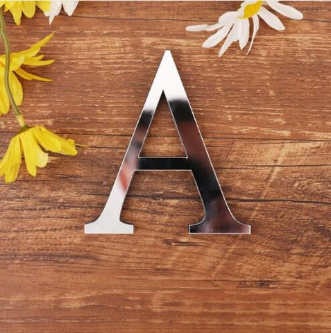 English Letters Acrylic Mirror Surface Wall Sticker 3D Silver Alphabet Poster Bedroom Festival Party Decoration DIY Art Mural