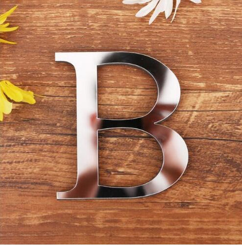 English Letters Acrylic Mirror Surface Wall Sticker 3D Silver Alphabet Poster Bedroom Festival Party Decoration DIY Art Mural