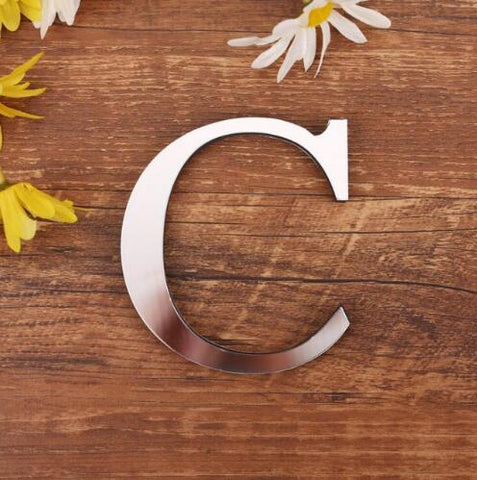 English Letters Acrylic Mirror Surface Wall Sticker 3D Silver Alphabet Poster Bedroom Festival Party Decoration DIY Art Mural