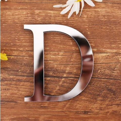 English Letters Acrylic Mirror Surface Wall Sticker 3D Silver Alphabet Poster Bedroom Festival Party Decoration DIY Art Mural