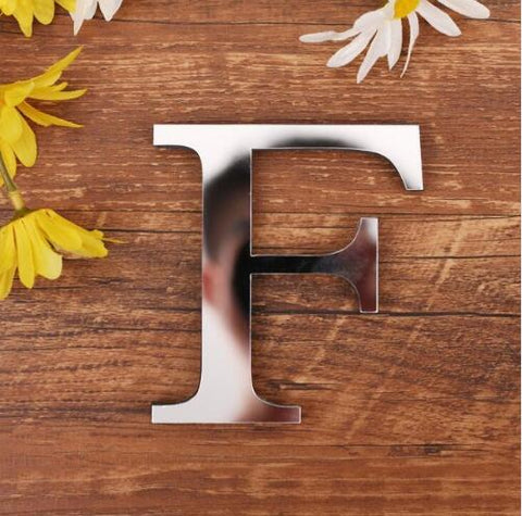 English Letters Acrylic Mirror Surface Wall Sticker 3D Silver Alphabet Poster Bedroom Festival Party Decoration DIY Art Mural