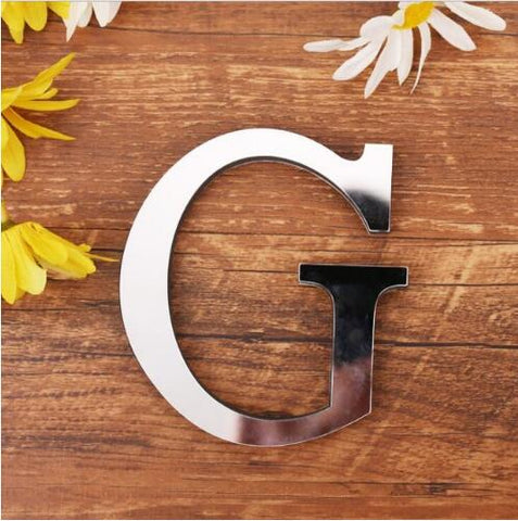English Letters Acrylic Mirror Surface Wall Sticker 3D Silver Alphabet Poster Bedroom Festival Party Decoration DIY Art Mural