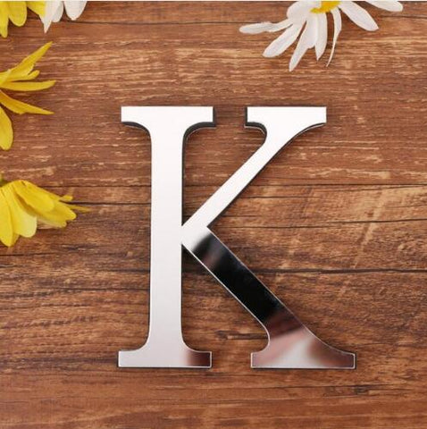 English Letters Acrylic Mirror Surface Wall Sticker 3D Silver Alphabet Poster Bedroom Festival Party Decoration DIY Art Mural