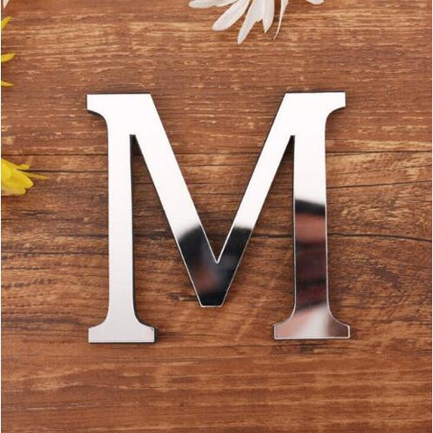 English Letters Acrylic Mirror Surface Wall Sticker 3D Silver Alphabet Poster Bedroom Festival Party Decoration DIY Art Mural