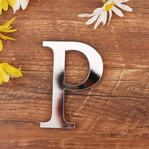English Letters Acrylic Mirror Surface Wall Sticker 3D Silver Alphabet Poster Bedroom Festival Party Decoration DIY Art Mural