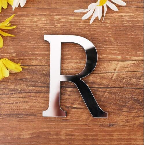 English Letters Acrylic Mirror Surface Wall Sticker 3D Silver Alphabet Poster Bedroom Festival Party Decoration DIY Art Mural