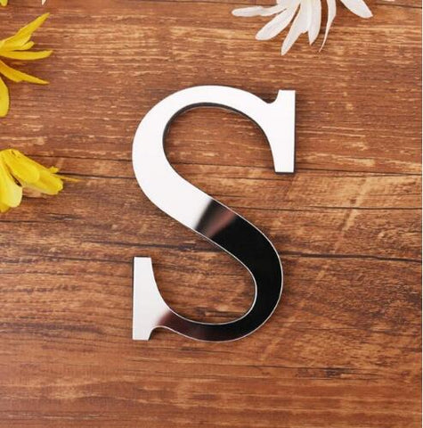 English Letters Acrylic Mirror Surface Wall Sticker 3D Silver Alphabet Poster Bedroom Festival Party Decoration DIY Art Mural