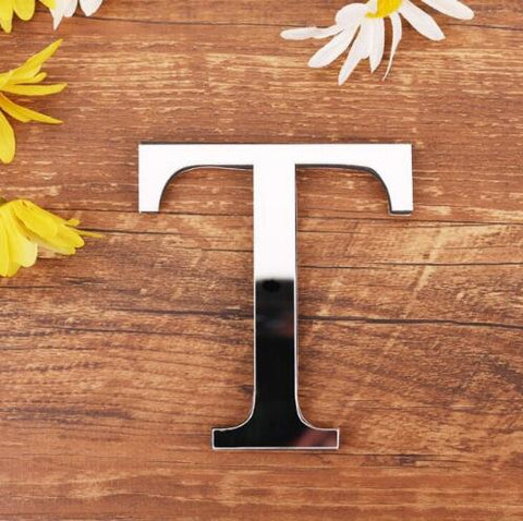 English Letters Acrylic Mirror Surface Wall Sticker 3D Silver Alphabet Poster Bedroom Festival Party Decoration DIY Art Mural