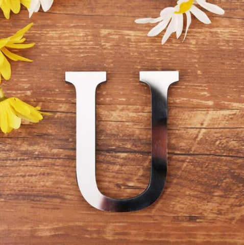 English Letters Acrylic Mirror Surface Wall Sticker 3D Silver Alphabet Poster Bedroom Festival Party Decoration DIY Art Mural