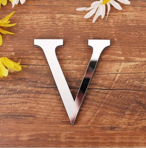 English Letters Acrylic Mirror Surface Wall Sticker 3D Silver Alphabet Poster Bedroom Festival Party Decoration DIY Art Mural